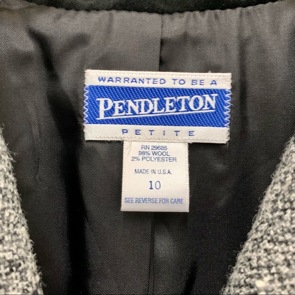 Vintage Pendleton Wool Blazer Gray Black Petite 10 - Picture 6 of 6